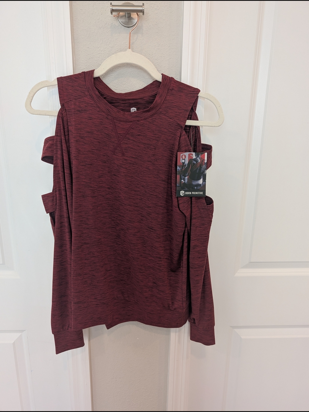 Born Primitive Women's Maroon Cold-Shoulder Pullover Top
